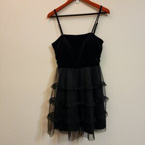 Trixxi Grunge Whimsigoth Dress Black Ruffle Gothic Sz L Fairygoth Goth Witch